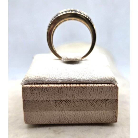 Ring 14K Yellow Gold Over 925 Stamped Princess Lab Created Sapphire & Cubic Zirc - Picture 7 of 7